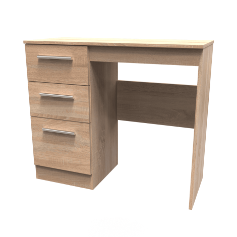 Contrast - Single Pedestal Dressing Table / Vanity Table / Desk - Bardolino Oak Finish