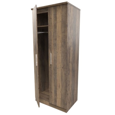 Contrast - 2 Door - Plain Wardrobe - Vintage Oak Finish