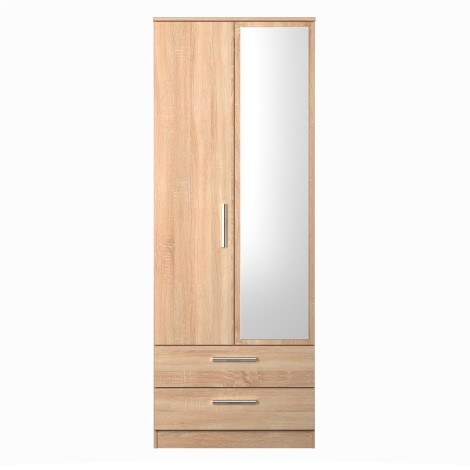 Contrast - 2 Door 2 Drawer - Mirrored Wardrobe - Bardolino Finish