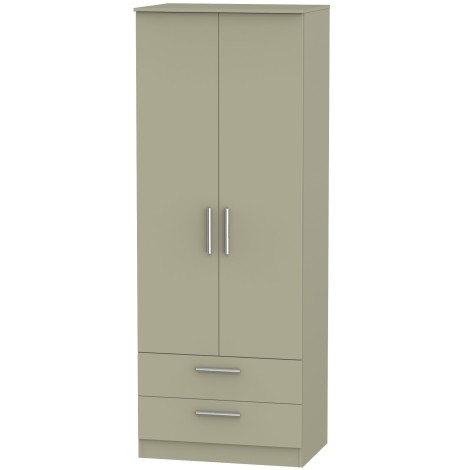 Contrast - 2 Door 2 Drawer - Tall - Plain Wardrobe - Mushroom Finish