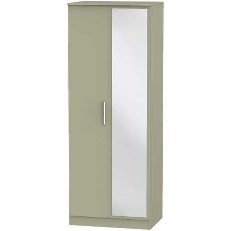 Contrast - 2 Door - Double - Tall - Mirrored Wardrobe - Mushroom Finish