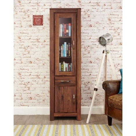 Mayan -  Walnut -  Narrow Glazed Bookcase - CWC01C