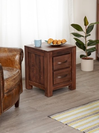 Macan Walnut Two Drawer Lamp Table