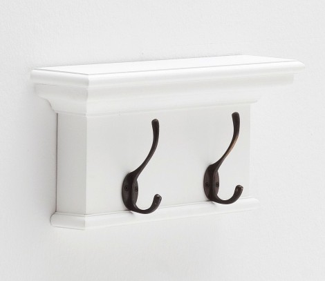 Halifax - Pure White Painted - 2 Hook Coat Rack