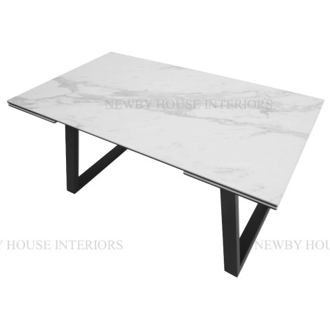 Dante - White Gloss Ceramic Extending Dining Table - 160-240cm