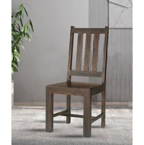 Dakota - Mango Wood - Walnut Brown - Slatted Back - Dining Chairs - Pair