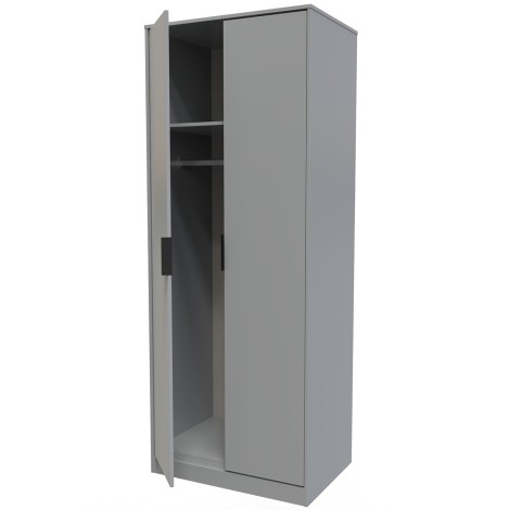 Diego - Dusk Grey - Double - 2 Door - Tall - Plain Wardrobe - Gold Sleigh Leg