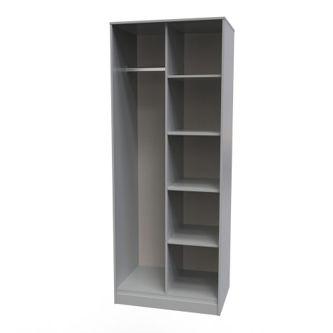 Diego - Dusk Grey - Open Shelves - Wardrobe - Gold Sleigh Leg