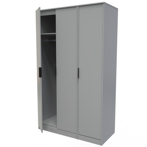 Diego - Dusk Grey - Triple - 3 Door - Tall - Plain Wardrobe - Black Sleigh Leg