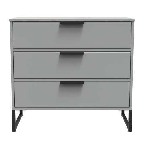 Diego - Dusk Grey - Chest of 3 Drawer - Black Sleigh Leg