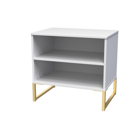 Diego - White Matt - Double Open Midi - Gold Sleigh Leg