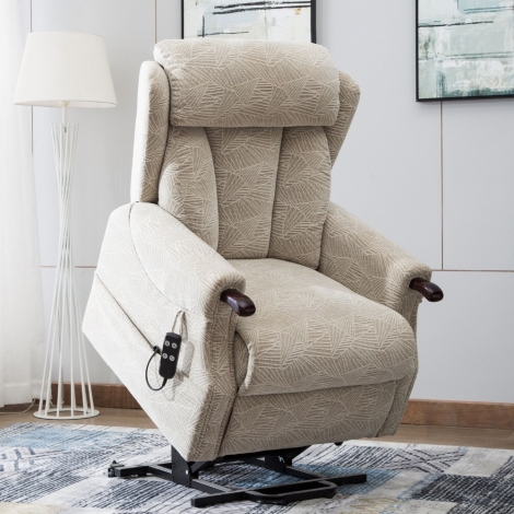 Copenhagen - Brushstroke Cream - Fabric - Dual Motor Riser Recliner Chair