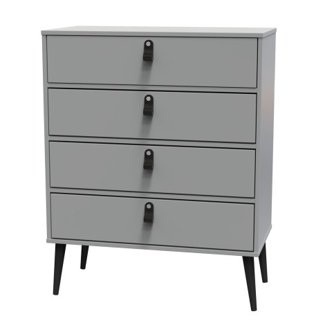 Diego - Dusk Grey - Chest of 4 Drawer - Black Tapered Leg