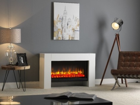 Detroit - 47" White Electric Fireplace Suite - 2kW