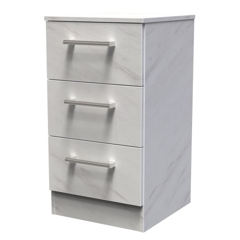 Devon - Chest of 3 Drawers - White Marble Effect