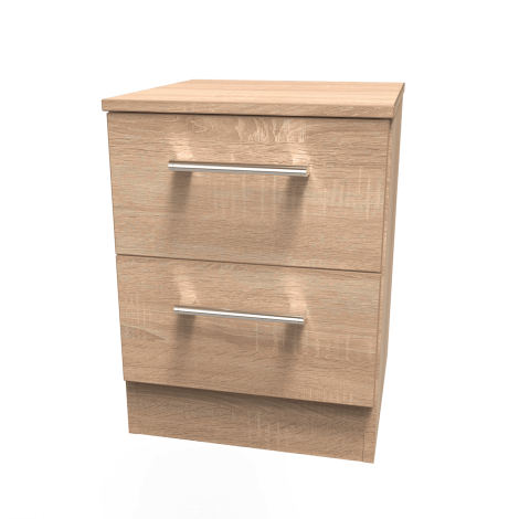 Devon - 2 Drawer - Bedside Cabinet - Bardolino Oak Finish