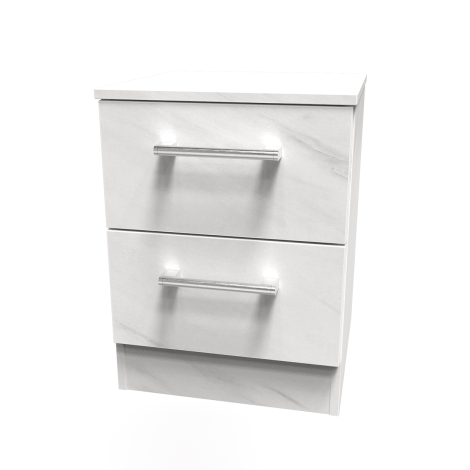 Devon - 2 Drawer - Bedside Cabinet - White Marble Effect