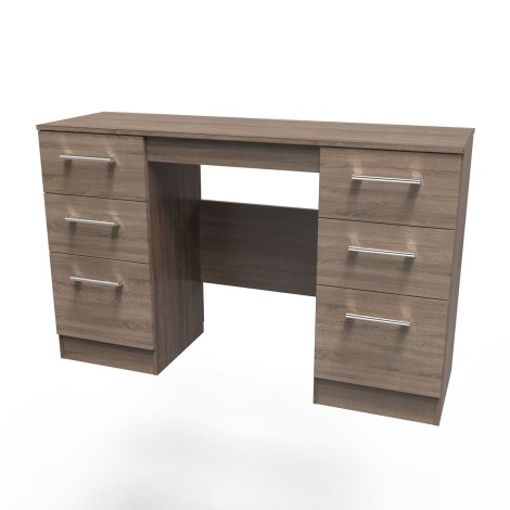 Devon - Kneehole - Double Pedestal Dressing Table / Vanity Table / Desk - Darkolino Oak Finish