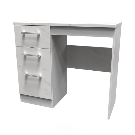 Devon - Single Pedestal Dressing Table / Vanity Table / Desk - White Marble Effect