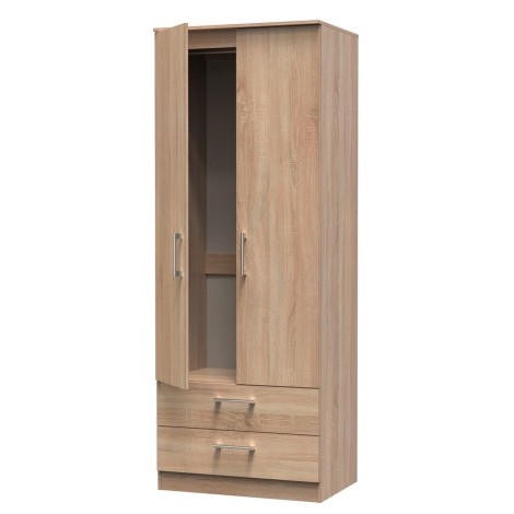 Devon - 2 Door 2 Drawer - Double - Mirrored Wardrobe - Bardolino Oak Finish