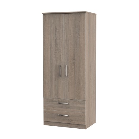 Devon - 2 Door 2 Drawer - Double - Mirrored Wardrobe - Darkolino Oak Finish