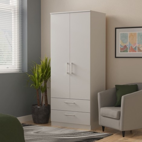 Devon - 2 Door 2 Drawer - Double - Wardrobe - Grey Matt Finish