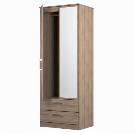 Devon - 2 Door 2 Drawer - Double - Plain Wardrobe - Darkolino Oak Finish