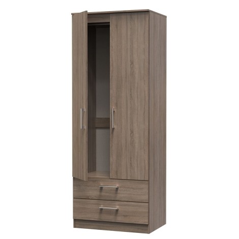 Devon - 2 Door 2 Drawer - Tall - Plain Wardrobe - Darkolino Oak Finish