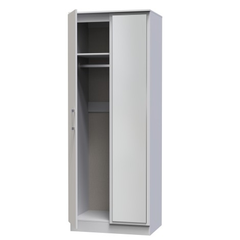 Devon - 2 Door - Double - Tall - Mirrored Wardrobe - Grey Matt Finish