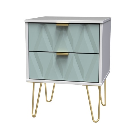 Diamond - Duck - 2 Drawer - Bedside Cabinet - White Matt Base