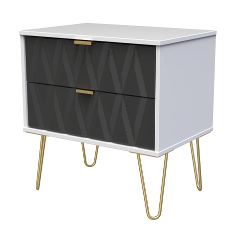 Diamond - Graphite - Medium - Chest of 2 Drawers - White Matt Base