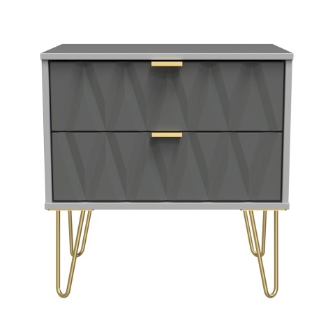 Diamond  - Shadow Matt - Medium - Chest of 2 Drawers - Grey Matt Finish