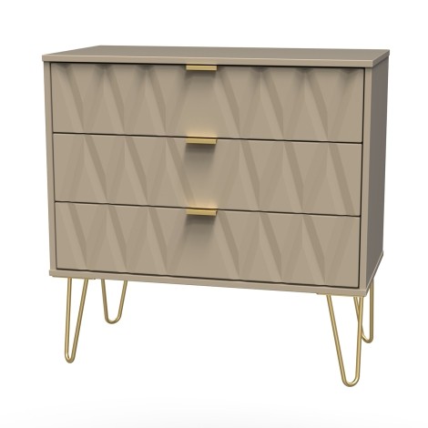 Diamond - Wide - Chest of 3 Drawers - Mushroom Finish