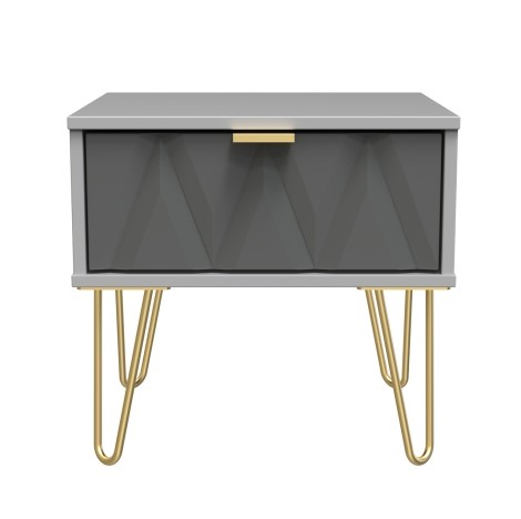 Diamond  - Shadow Matt - 1 Drawer - Bedside Cabinet - Grey Matt Finish