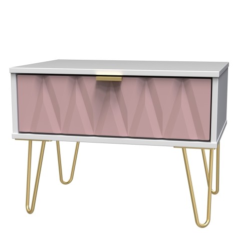 Diamond - Medium - Kobe Pink - Chest of 1 Drawer - White Matt Finish Base