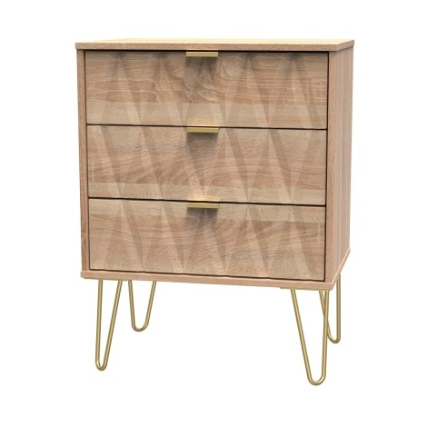 Diamond - Medium - Chest of 3 Drawers - Bardolino Oak Finish