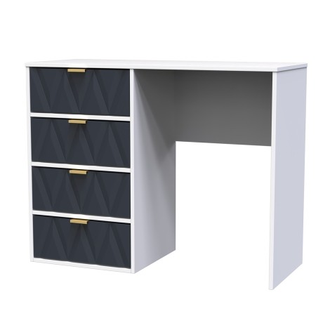 Diamond - Indigo - Single Pedestal Dressing Table / Vanity Table / Desk - White  Matt Base