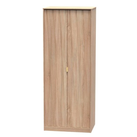 Diamond - 2 Door - Double - Tall - Plain Wardrobe - Bardolino Oak Finish