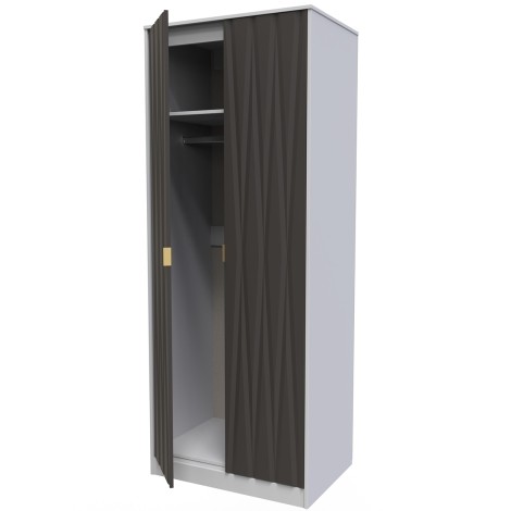 Diamond - Graphite - 2 Door -Double - Tall - Plain Wardrobe - Grey Matt Base