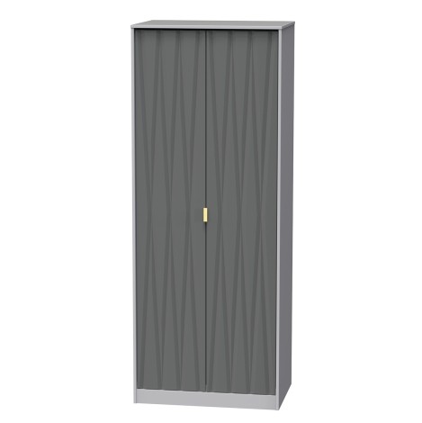 Diamond - Shadow Matt - 2 Door - Double - Tall - Plain Wardrobe - Grey  Matt Finish