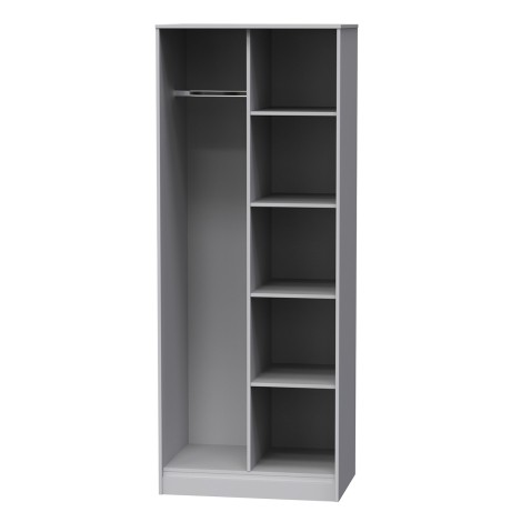 Diamond - Shadow Matt - Open Shelves - Wardrobe - Grey Matt Finish