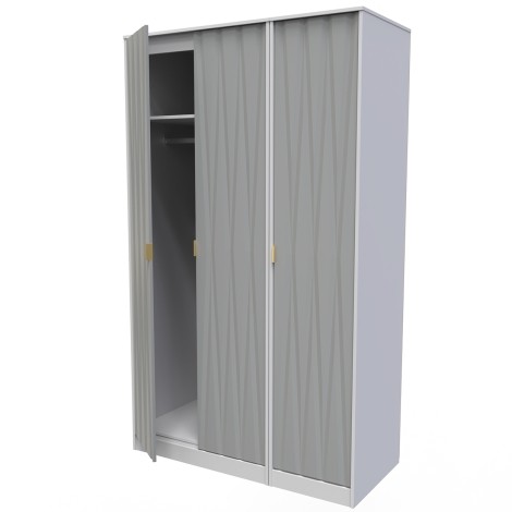 Diamond - Shadow Matt - 3 Door - Triple - Tall - Plain Wardrobe - Grey  Matt Finish