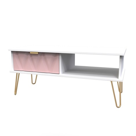 Diamond - Kobe Pink - 1 Drawer - Coffee Table - White Matt Base