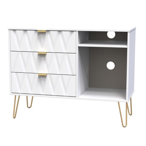 Diamond - 3 Drawer - TV Unit - White Matt Finish