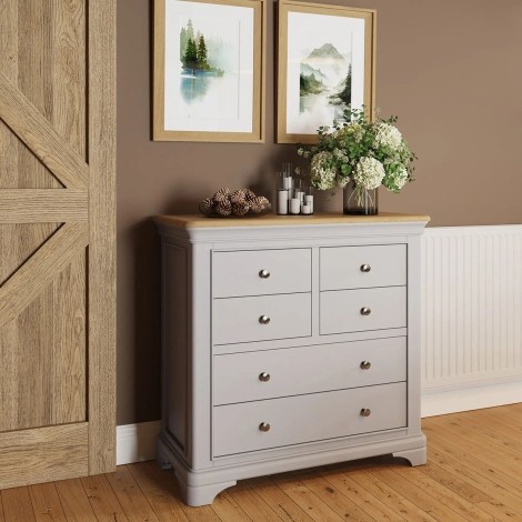 Faire - 4 Over 2 Drawers Chest with Oak Top - Neutral Dove Grey Finish