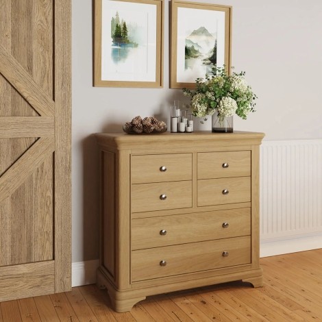 Faire - 4 Over 2 Drawers Chest with Elegant Oak Top - Natural Oak Finish