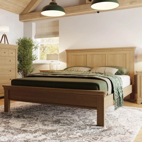 Faire - 5ft King Size 150cm Shaker Panel Bed Frame with Oak Tops - Natural Oak Finish