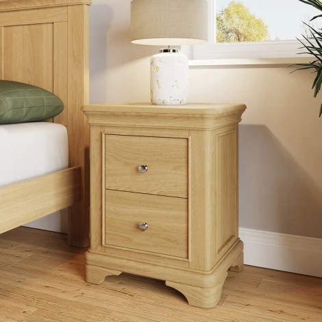 Faire - 2 Drawer Bedside Cabinet / Beside Table / Nightstand with Oak Top - Natural Oak Finish