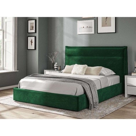 Green Velvet Upholstered - 5' King Size Ottoman Bedstead - 150cm - Luxurious Finish