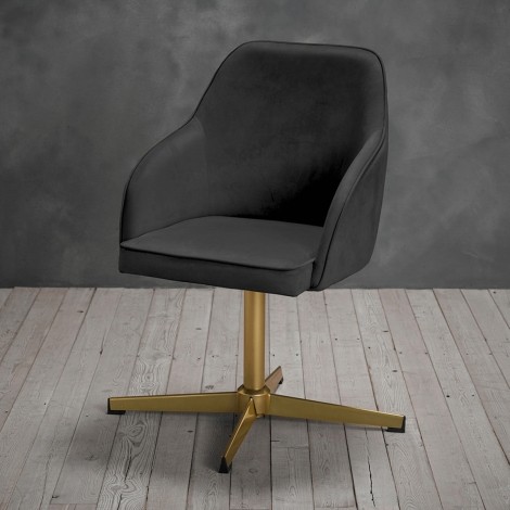 Felix - Black Fabric Upholstered Office Chair - Metal Gold Star Shaped Base